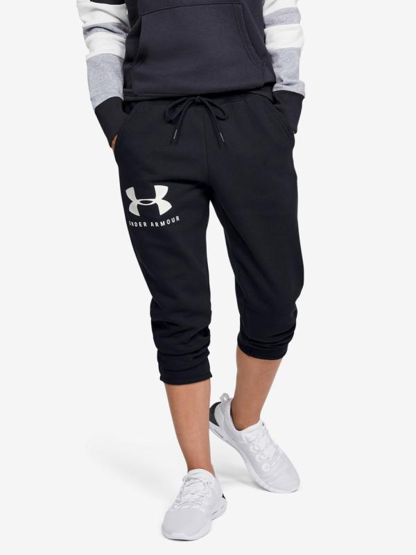 Tepláky Under Armour Rival Fleece Sportstyle Graphic Crop Černá
