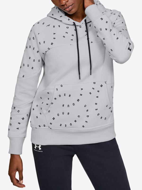 Mikina Under Armour Rival Fleece Hoodie Printed Šedá