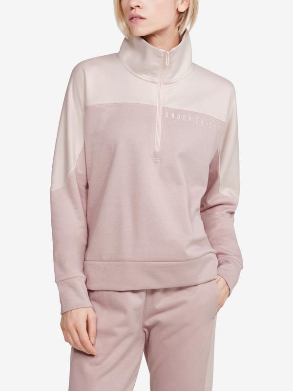 Mikina Under Armour Athlete Recovery Knit 1 2 Zip Růžová