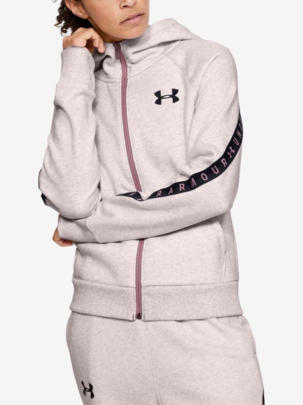 Mikina Under Armour Fleece Taped Wm Fz Hoodie Růžová