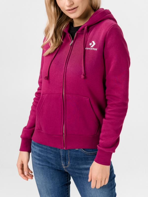 Mikina Converse Star Chevron Emb Fz Hoodie Růžová