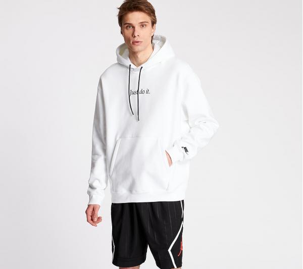 Nike Sportswear Just Do It Pullover Fleece Heavyweight Hoodie White