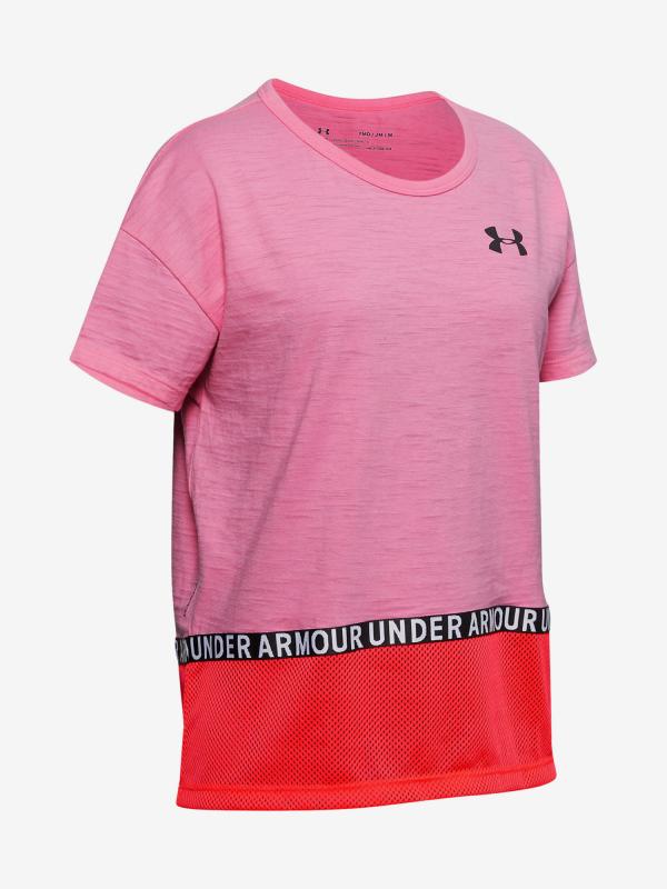 Tričko Under Armour Charged Cotton Taped Ss T-Shirt Růžová