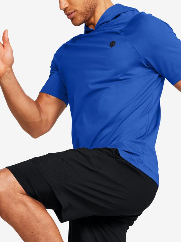 Tričko Under Armour Hg Rush Ss Hoodie Modrá