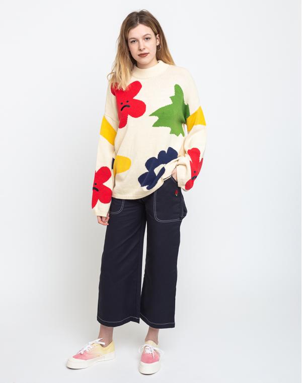 Lazy Oaf Flower Bed Knit Sweater Cream M