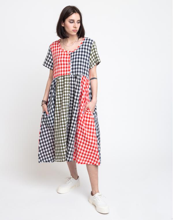 Lazy Oaf Mixed Gingham Check Dress Multi S