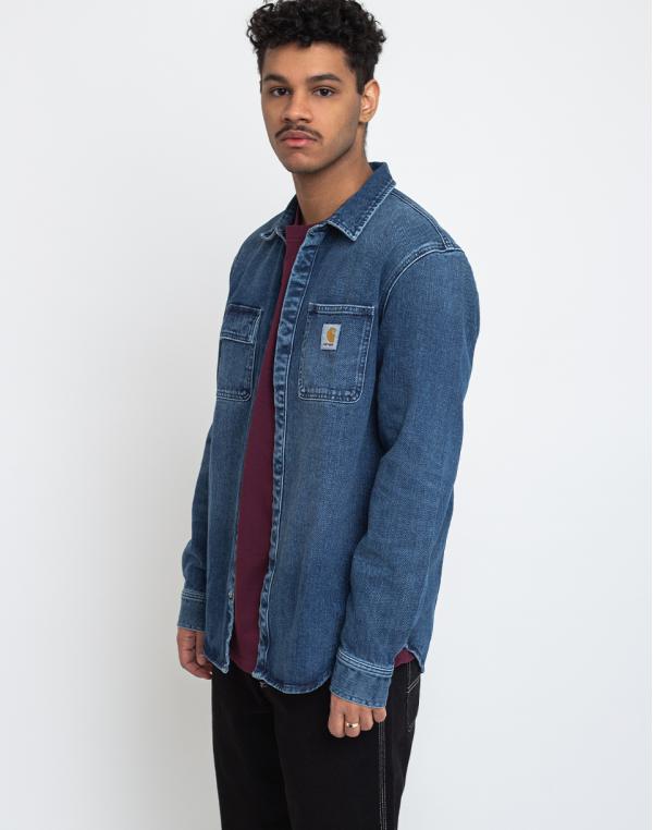 Carhartt WIP Salinac Shirt Jac Blue Mid Worn Wash L