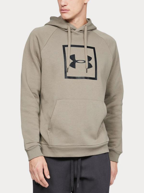 Mikina Under Armour Rival Fleece Box Logo Hoodie Hnědá