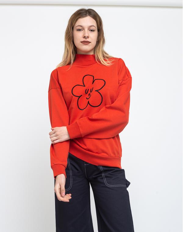 Lazy Oaf Wallflower High Neck Sweatshirt Red M