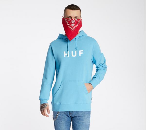 HUF Essentials OG Logo Hoodie Greek Blue