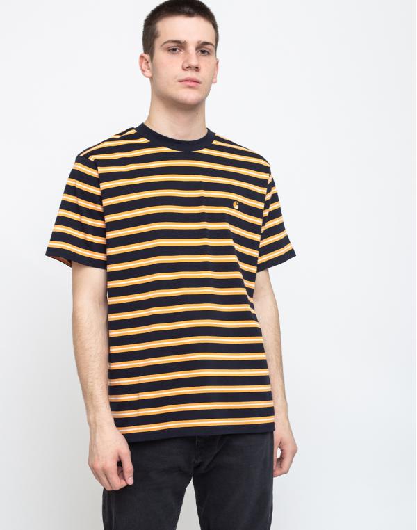 Carhartt WIP S/s Oakland T-Shirt Oakland Stripe/Dark Navy/Pop Orange L