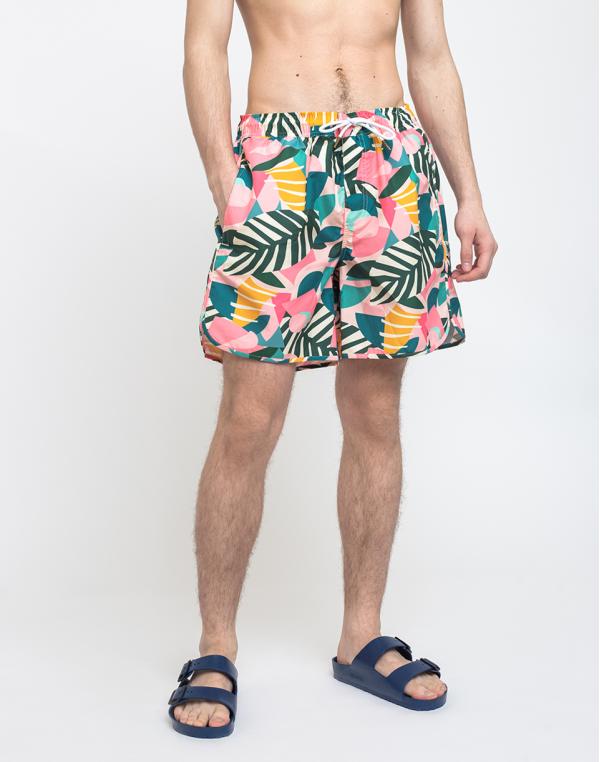 Dedicated Swim Shorts Sandhamn Collage Leaves Pink M