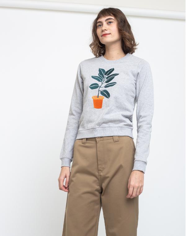 Dedicated Sweatshirt Ystad Plant Grey Melange S