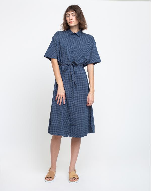 Thinking MU Cuadros Blue Mandy Dress Blue L