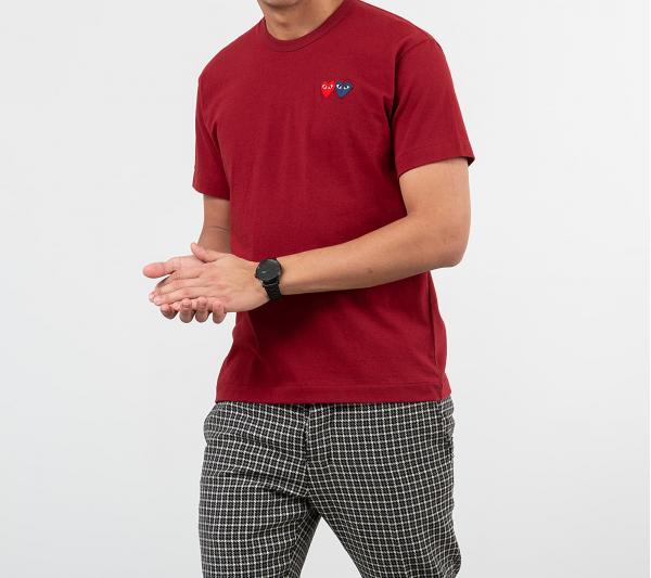 Comme des Garçons PLAY Double Heart Tee Burgundy