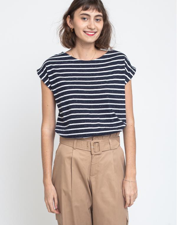 Wemoto Bell Stripe Navy Blue Nep/White M