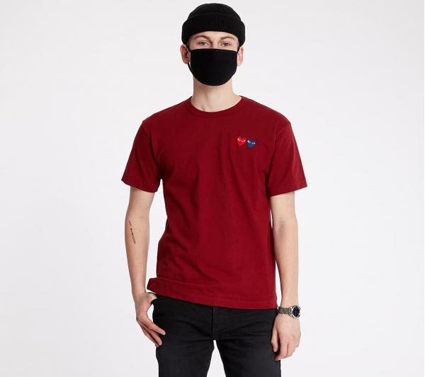 Comme des Garçons PLAY Double Heart Tee Burgundy