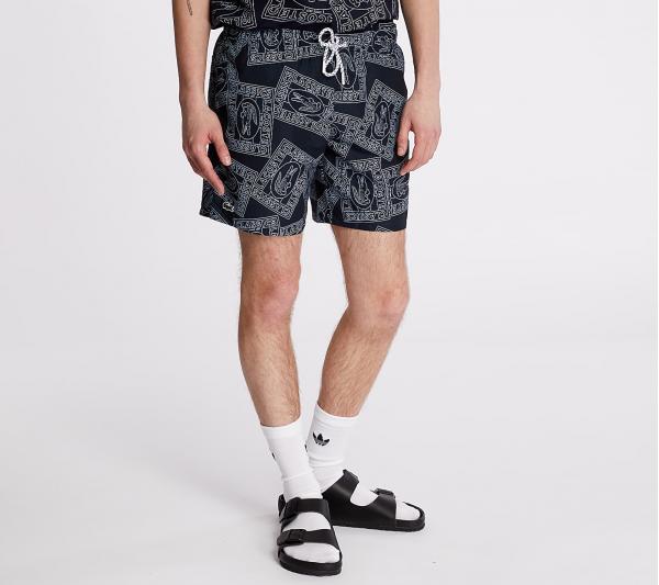 LACOSTE Postcard Print Quick Dry Swim Trunks Navy
