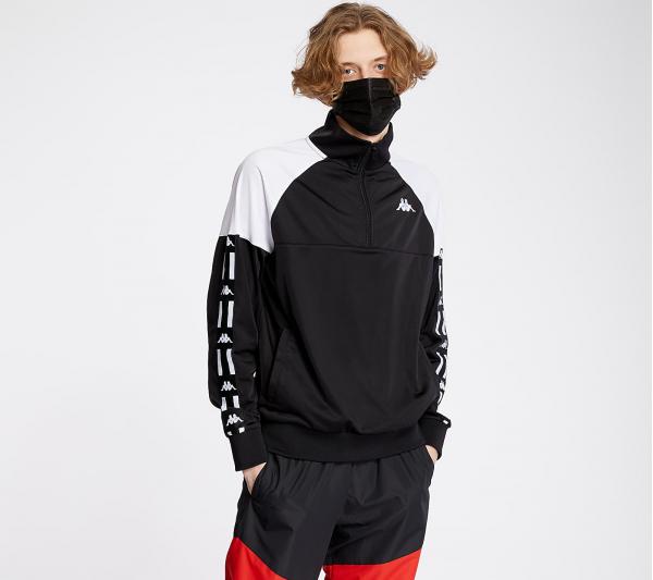 Kappa Authentic La Baswer Zip Crewneck Black/ White