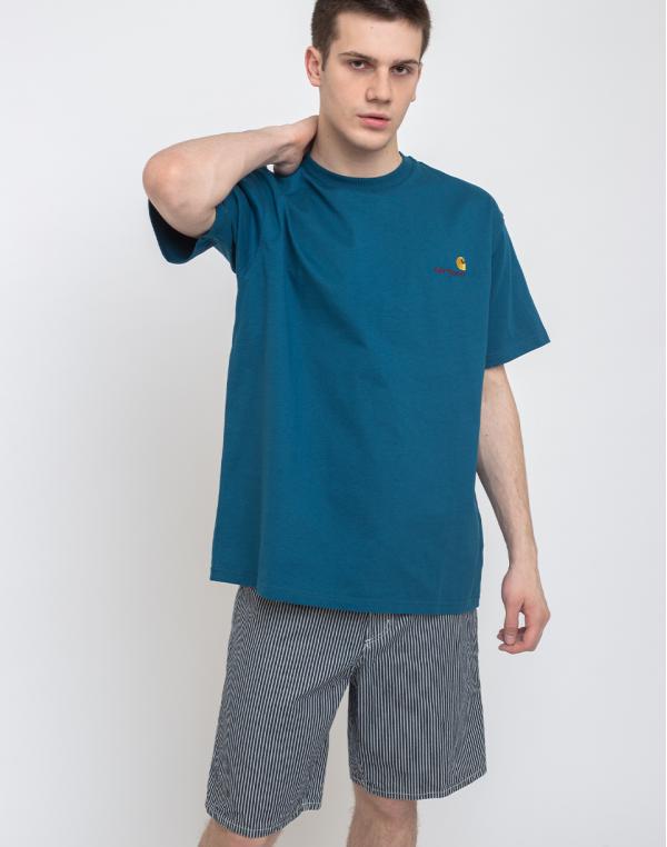 Carhartt WIP S/s American Script T-Shirt Moody Blue L