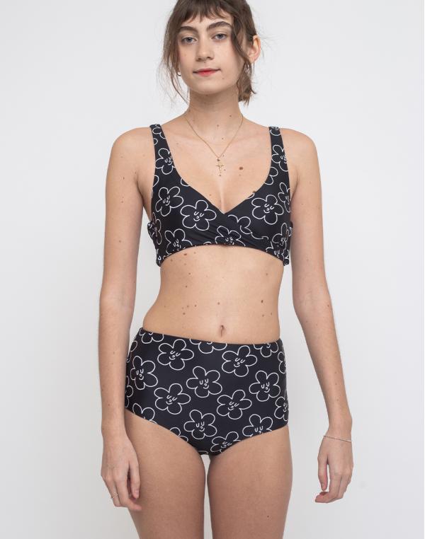 Lazy Oaf Wallflower Wrap Bikini Top Black S