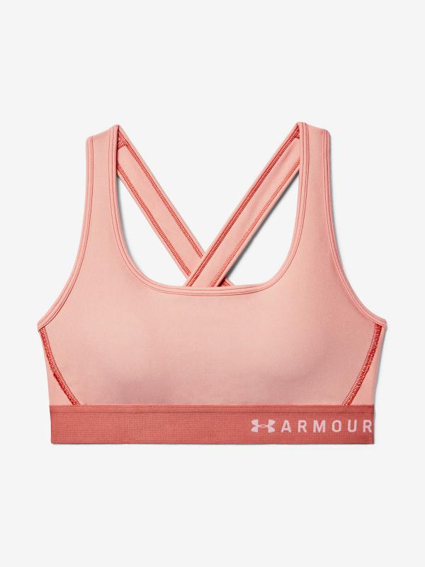 Kompresní podprsenka Under Armour Armour Mid Crossback Heather Bra Růžová