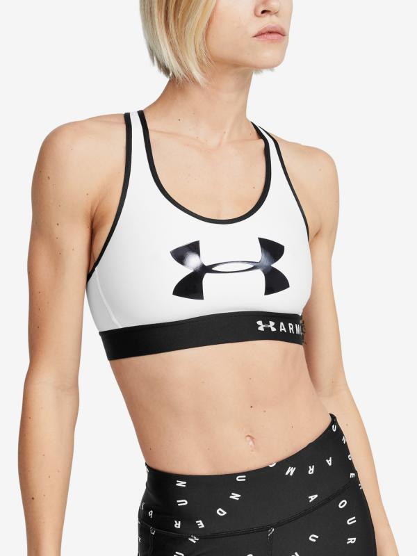 Kompresní podprsenka Under Armour Armour Mid Keyhole Graphic Bílá