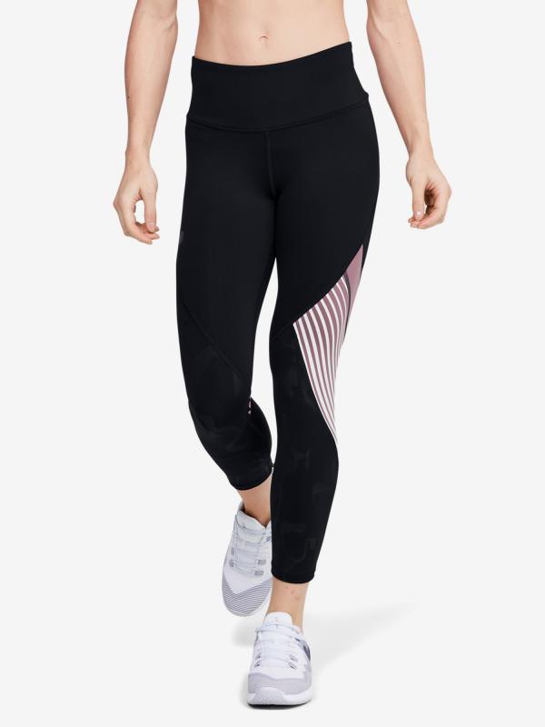 Kompresní legíny Under Armour Rush Embossed Shine Graphic Crop Černá