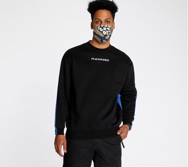 PLEASURES Experience Blocked Crewneck Black/ Blue