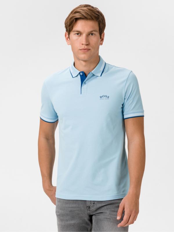 Paul Curved Polo triko BOSS Modrá