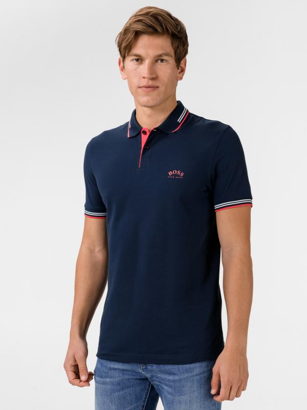 Paul Curved Polo triko BOSS Modrá