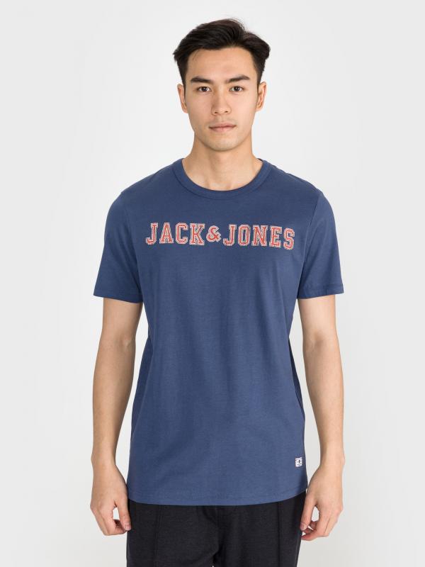 Blu. Triko Jack & Jones Modrá