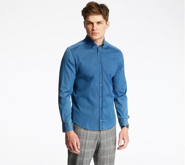 Pietro Filipi Men's Denim Shirt Blue