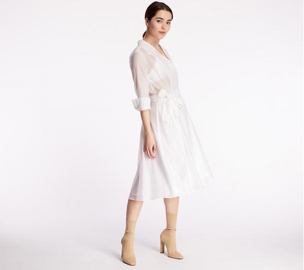 Pietro Filipi Lady's Wrap Dress With Silk White