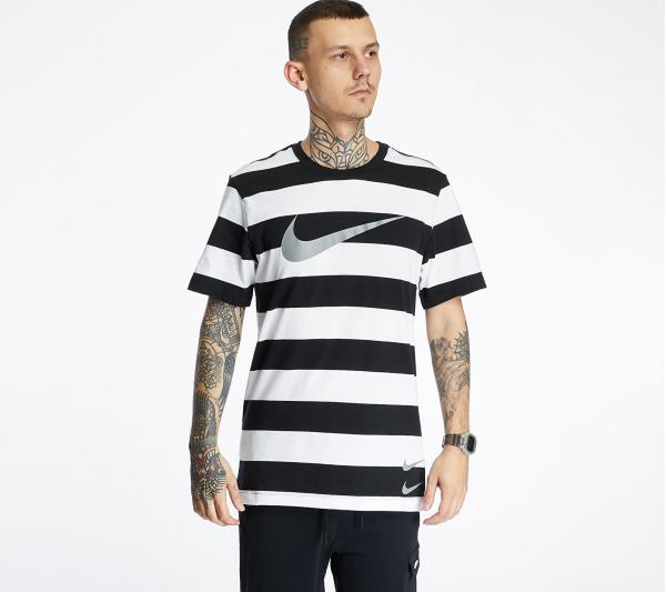 Nike Sportswear Swoosh Stripe Tee White/ Black/ Black/ Particle Grey