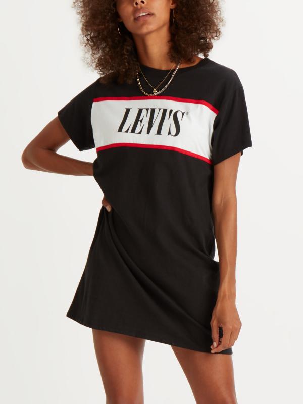 Šaty Levi's® Logo Tee Dress Logo Dress Mineral Black Černá