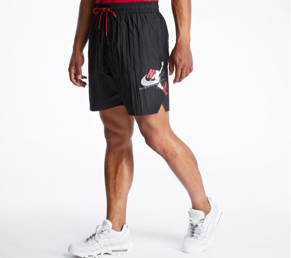 Jordan 7" Jumpman Poolside Shorts Black/ Gym Red/ White