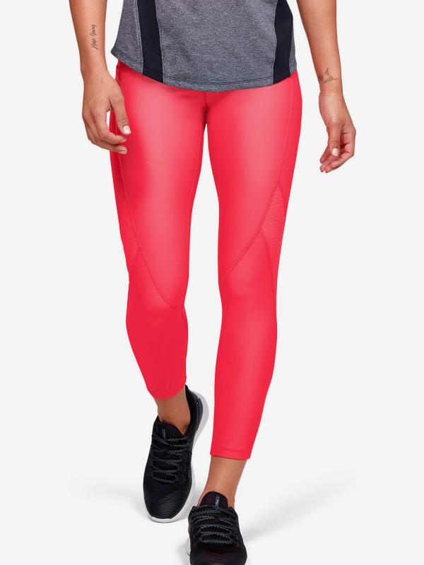 Kompresní legíny Under Armour Hg Armour Tonal Jacqrd Ankle Crop Červená
