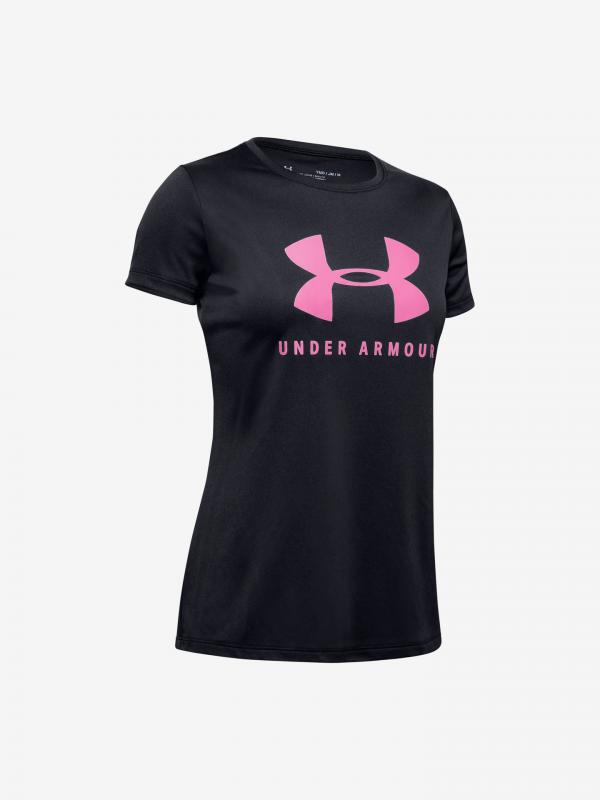 Tričko Under Armour Tech Solid Graphic Big Logo Ss T-Shirt Černá