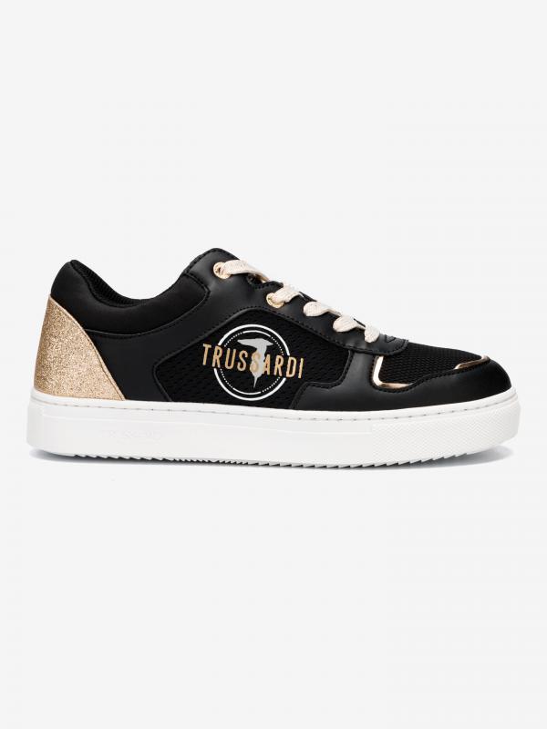 Boty Trussardi Sneaker Ecoleather Glitter Mesh Černá