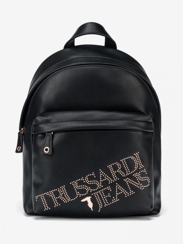 Batoh Trussardi Backpack Ecoleather Light Gold Studs Černá