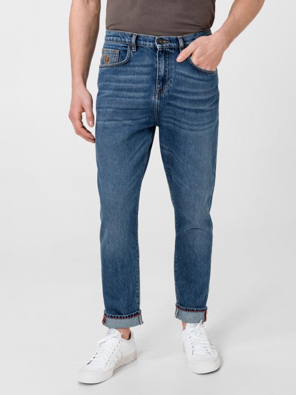 Džíny Trussardi Baggy Denim Firm/Araldic Logo Modrá