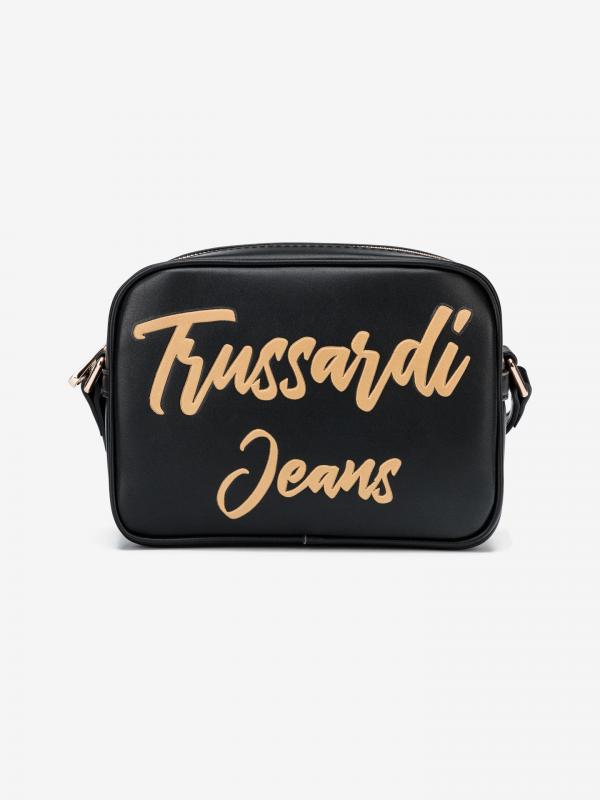 Taška Trussardi Tessa Camera Case Ecoleather Logo Černá