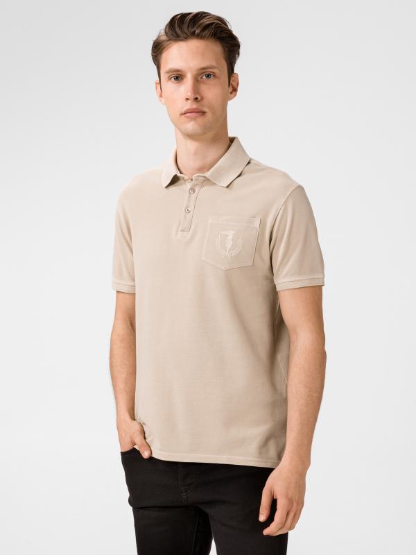 Tričko Trussardi Polo Piquet Pure Cotton Regular Fit Béžová