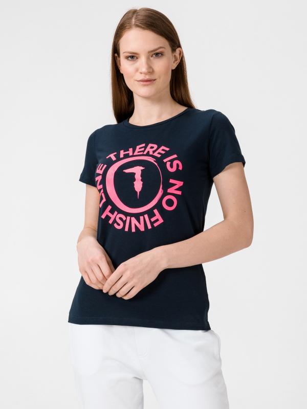 Tričko Trussardi T-Shirt Cotton Stretch Slim Fit Modrá