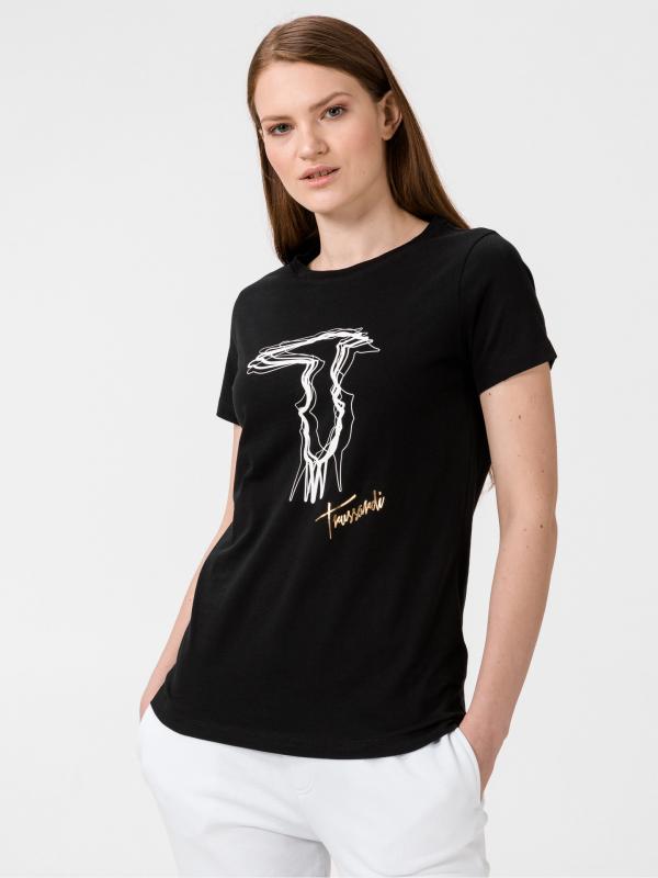Tričko Trussardi T-Shirt Pure Cotton Regular Fit Černá
