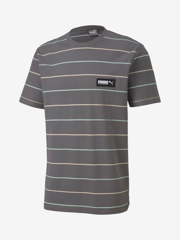 Tričko Puma Fusion Striped Tee Šedá