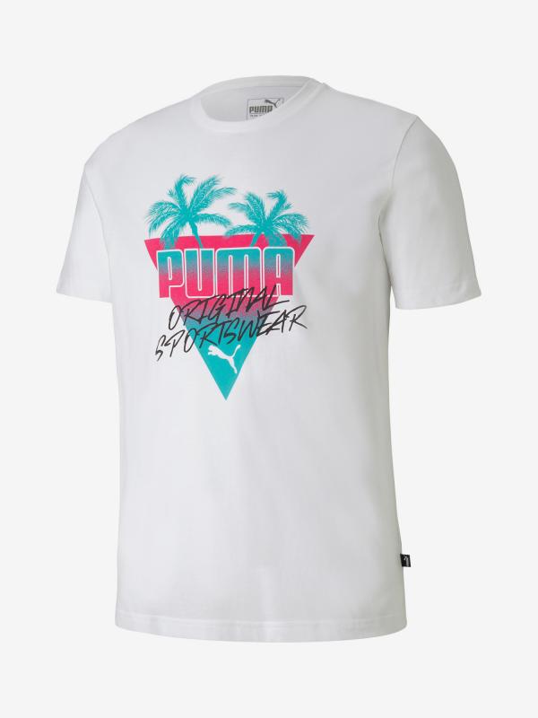 Tričko Puma Summer Palms Graphic Tee Bílá