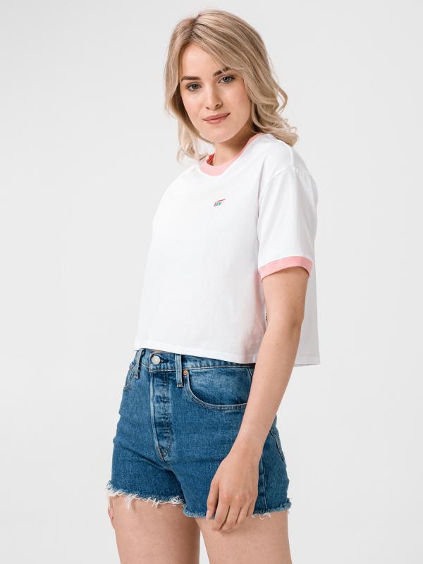 Tričko Vans Wm Junior V Boxy Cro White/Pink Icin Bílá