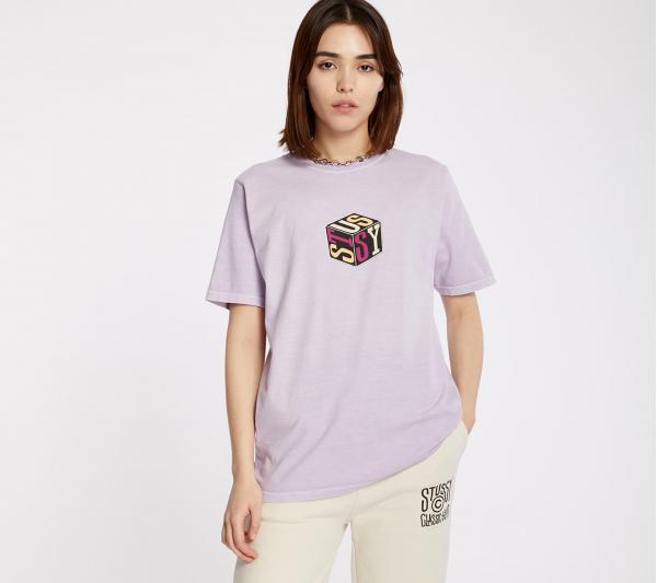 Stüssy Cube Pig. Dyed Tee Lavendar